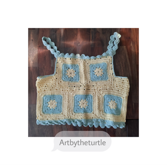 Bee Blue Crochet Crop Top