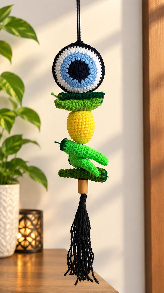 Handcrafted Nazarbattu (Evil Eye) with Nimbu-Mirchi