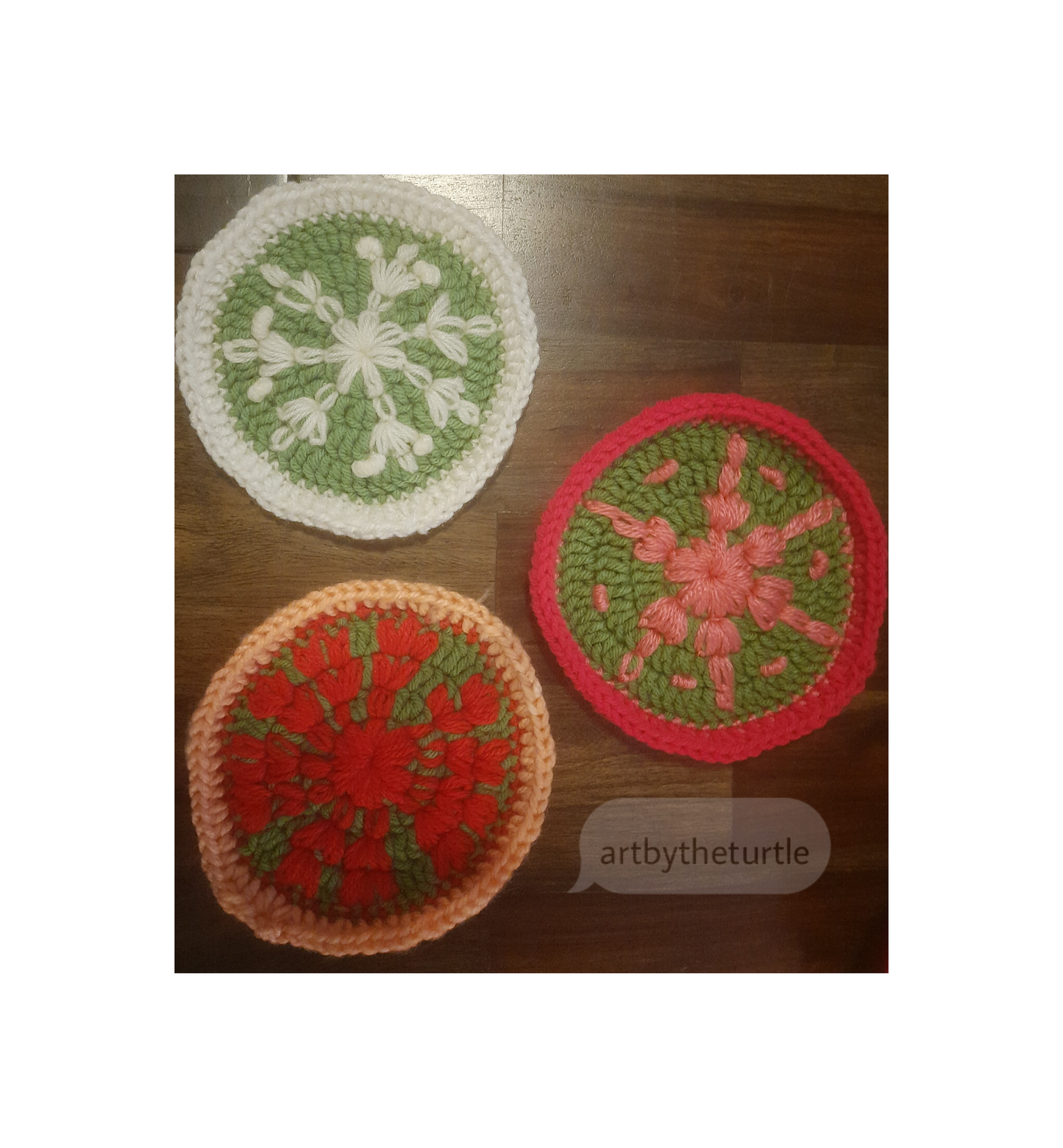Crochet Handmade Round Coasters - Set Of 6