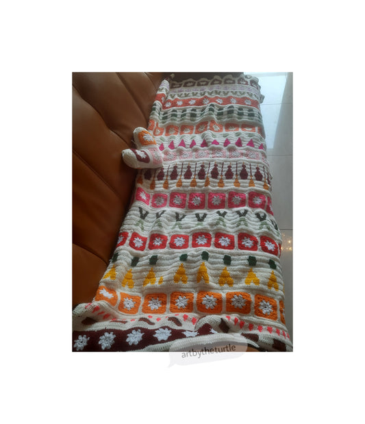 Festive Colors Crochet Throw