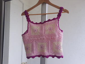 Bee Pink Crochet Crop Top