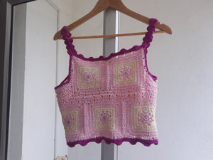 Bee Pink Crochet Crop Top