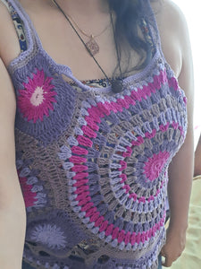 Purple Summer Crochet Cotton Tops