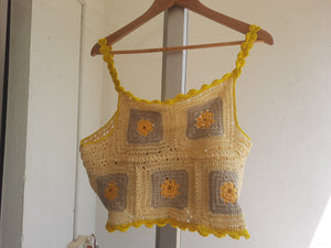 Bee Yellow Crochet Crop Top