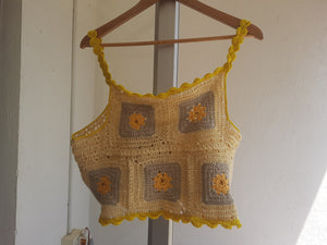 Bee Yellow Crochet Crop Top