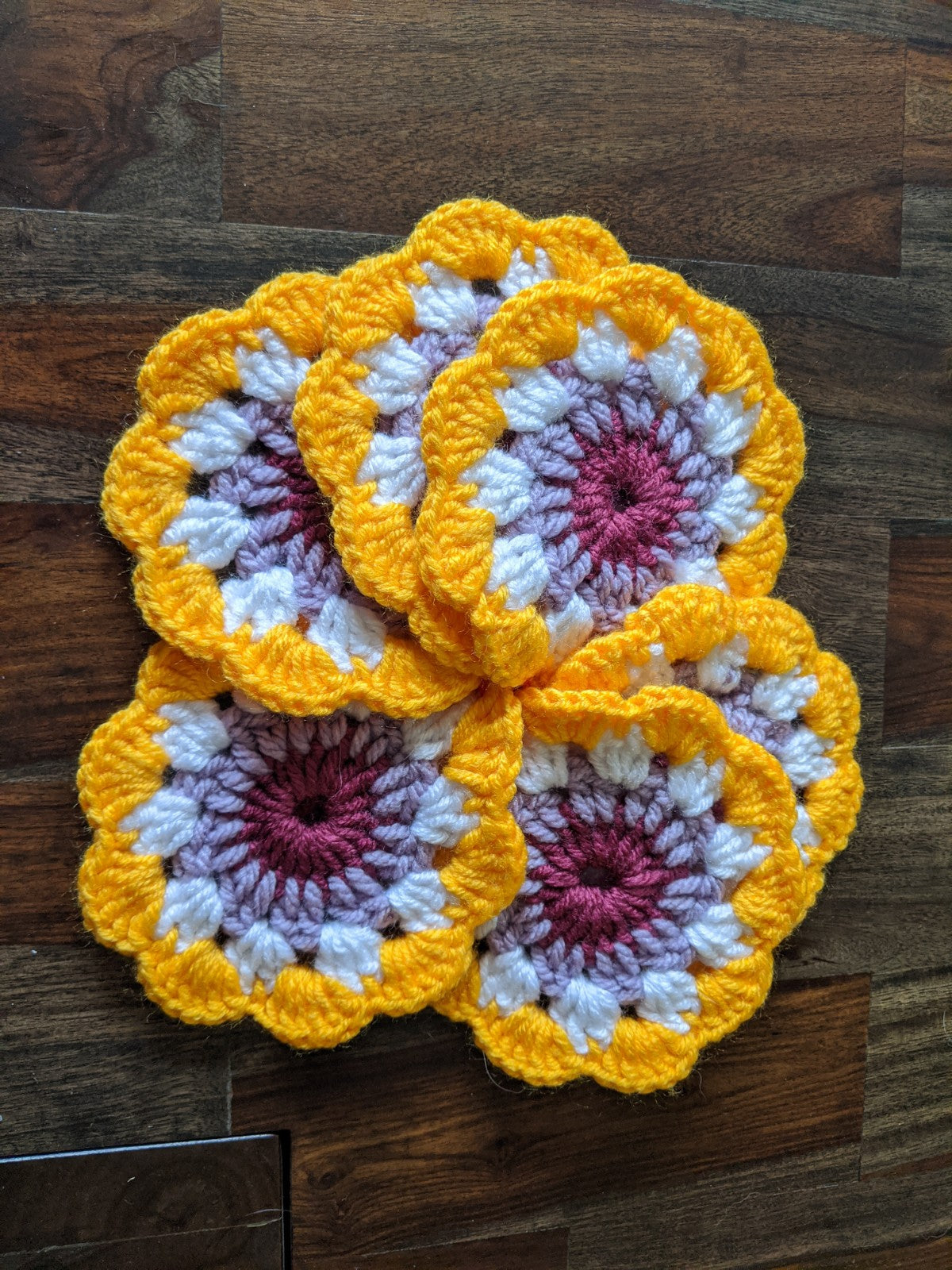 Crochet Handmade Round Coasters - Set Of 6