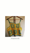 Load image into Gallery viewer, Bee Blue Crochet Crop Top
