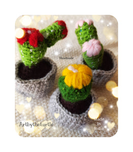 Handmade Knitted Cactus Showpiece