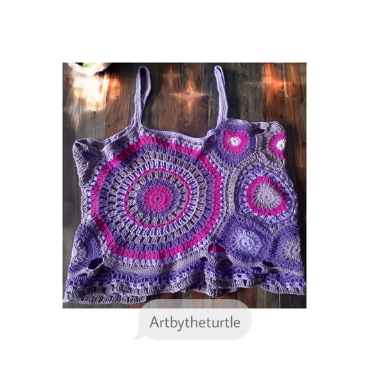 Purple Summer Crochet Cotton Tops